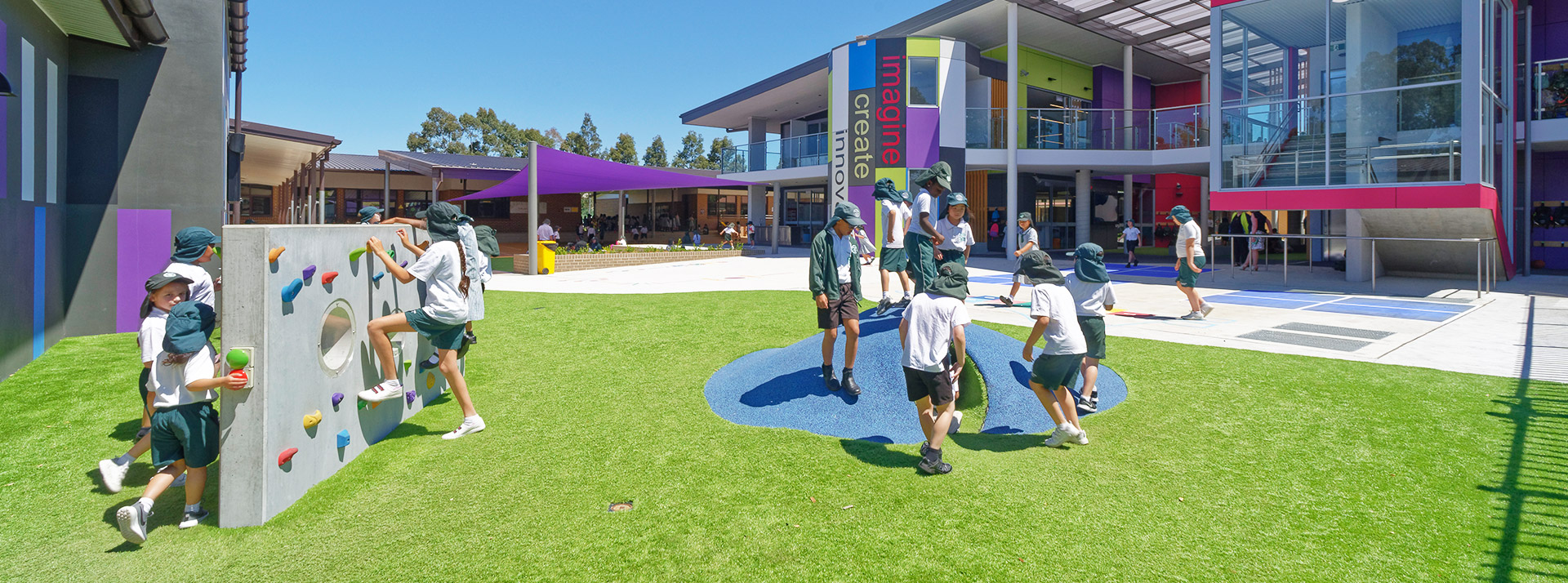 Students playing in Good Shepherd Catholic Primary Plumpton playground