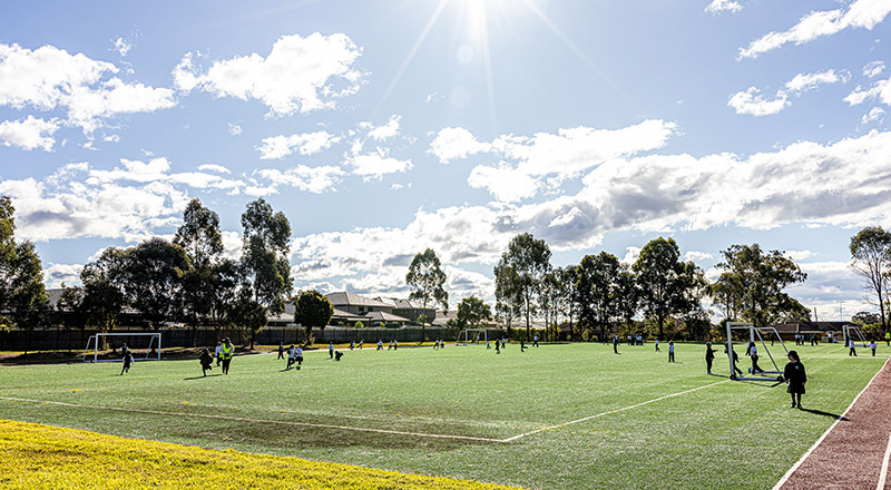 Playing on Good Shepherd Catholic Primary Plumpton school oval
